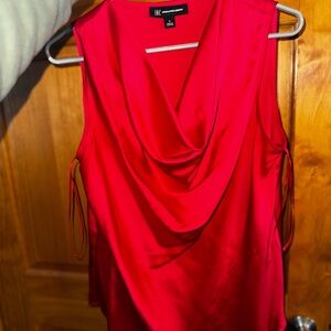 INC International Concepts Women's Vibrant Red Cowl Neck Blouse